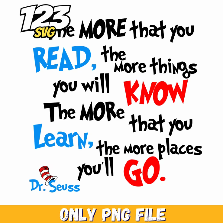 read know learn go dr seuss png, dr seuss characters png, inspirational tree png - 123SVG Store