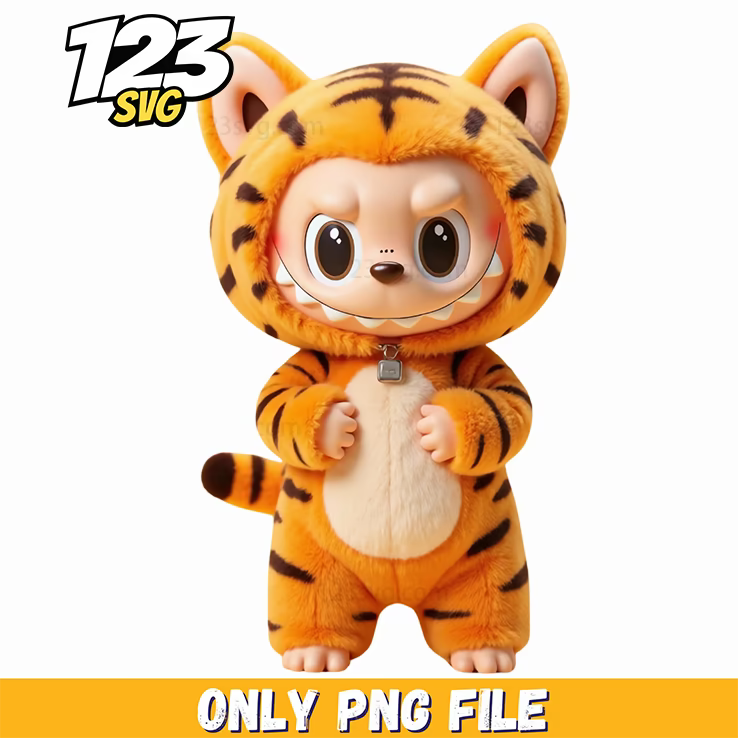 realistic tiger bunny labubu png, tiger labubu png, labubu realistic png - 123SVG Store
