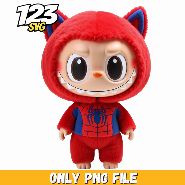 red superhero labubu png, red superhero labubu, labubu superhero png - 123SVG Store