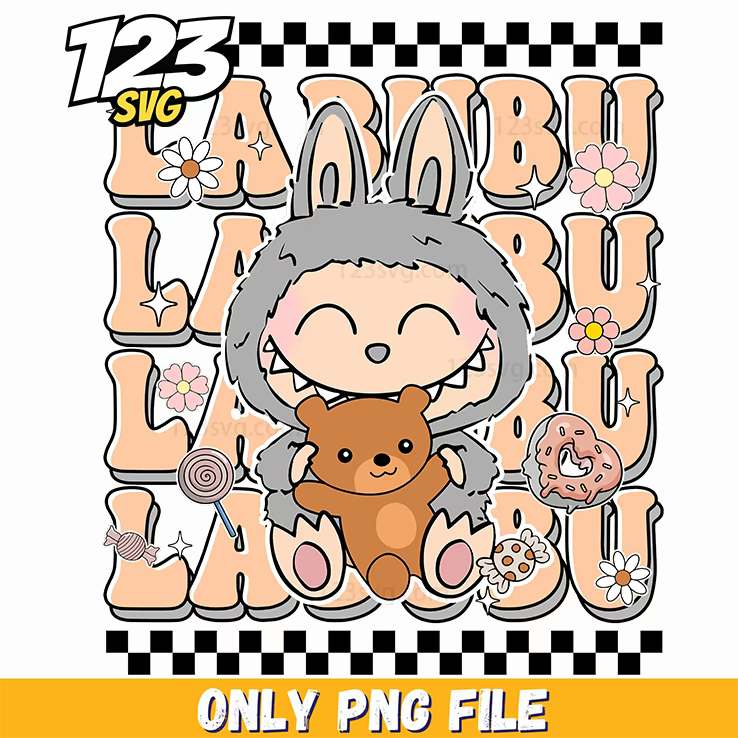 retro sleepy labubu png, labubu png, sleepy labubu image - 123SVG Store