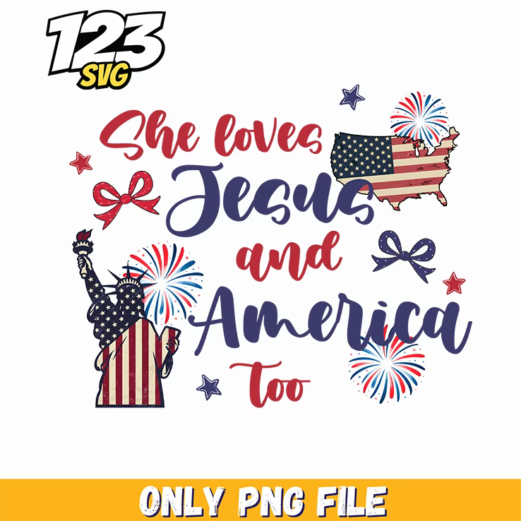she loves jesus and america too png, the love for jesus png, jesus png - 123SVG Store
