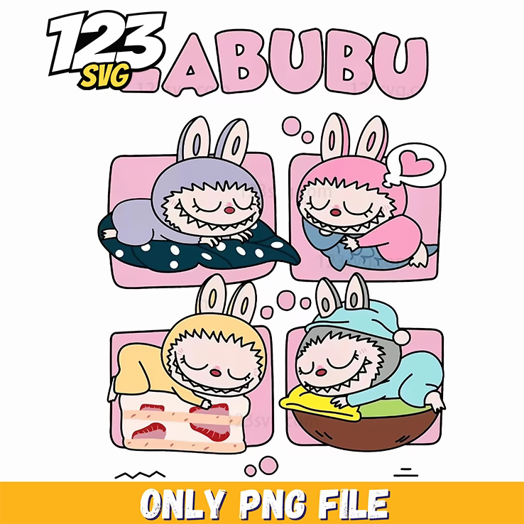 sleeping labubu png, labubu png, labubu png transparent background - 123SVG Store