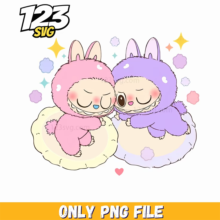 sleeping pastel labubu friends png, labubu pastel friends, pastel friends labubu - 123SVG Store