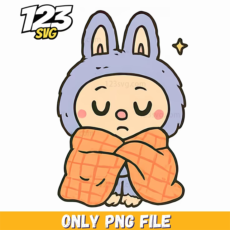 sleepy blanket labubu png, labubu plush soft, labubu pillow blanket - 123SVG Store