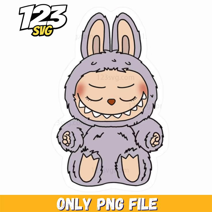 sleepy purple labubu png, purple labubu png, labubu png - 123SVG Store