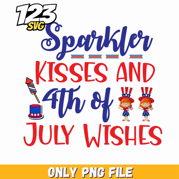 sparkler kisses and 4th of july wishes uncle sam hats little girls png, uncle sam hats for little girls, little girls uncle sam hats - 123SVG Store