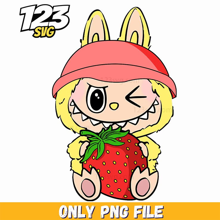 strawberry bunny labubu, labubu strawberry cute, labubu strawberry cartoon - 123SVG Store