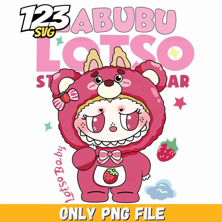 strawberry labubu png, strawberry labubu, labubu strawberry png free - 123SVG Store