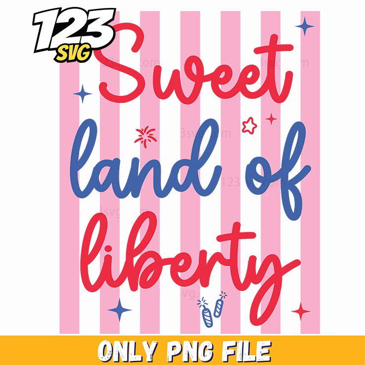 sweet land of liberty png, usa pride png, red white and blue png - 123SVG Store