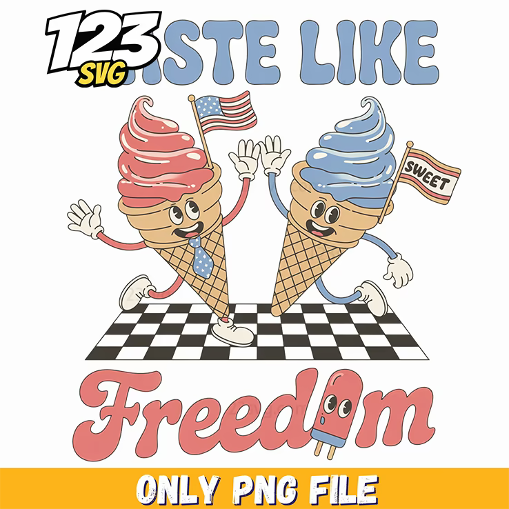 taste like freedom ice cream cones checkerboard png, charlie kirk flashed png, patriot ice cream - 123SVG Store