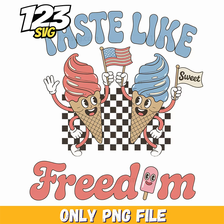 taste like freedom retro ice cream character png, retro ice cream character png, kpop bands cartoon png - 123SVG Store