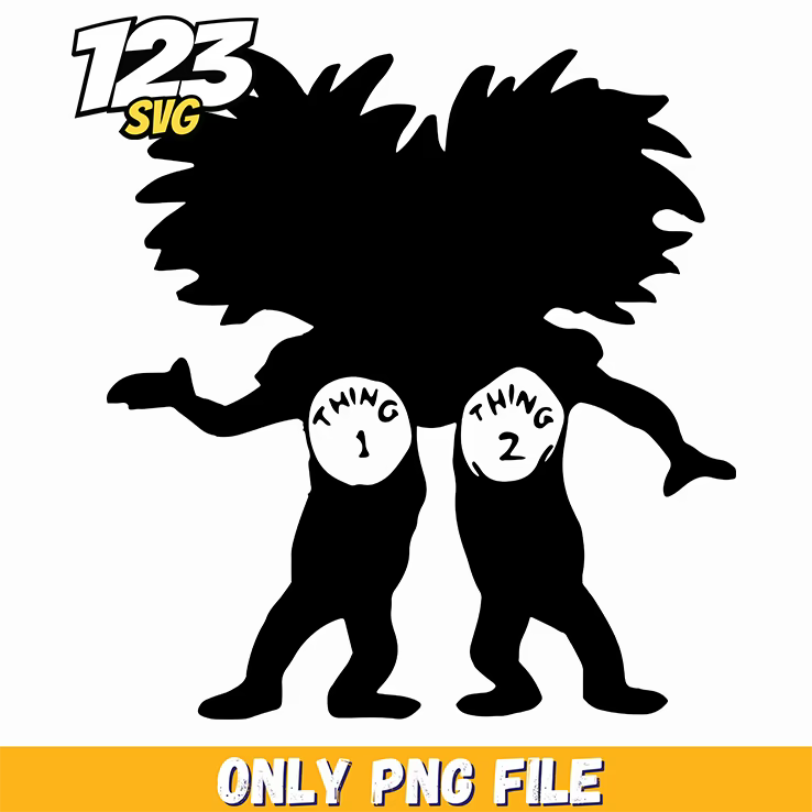 thing 1 thing 2 silhouette dr seuss png, dr seuss characters png, dr seuss friends valentine png - 123SVG Store