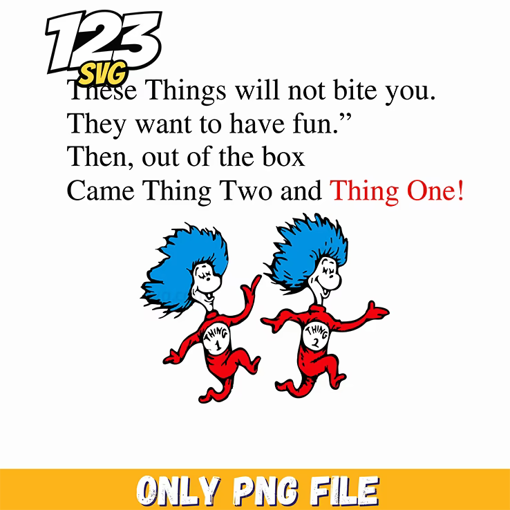 thing one thing two fun dr seuss png, fun cartoon character design, instant download – dreamsvg store - 123SVG Store