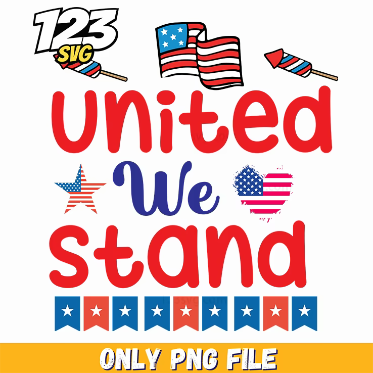 united we stand american flag rockets heart bunting png, united we stand american flag bunting, united we stand american flag heart bunting - 123SVG Store