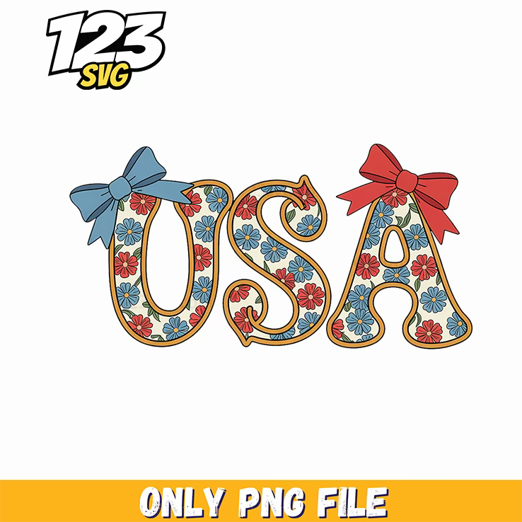 usa floral patchwork coquette bow png, coquette bow png, coquette pink bow jesus valentine - 123SVG Store