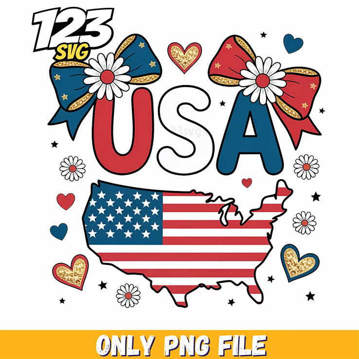 usa map silhouette coquette floral bows png, usa map coquette floral bows png, usa map floral bows png - 123SVG Store