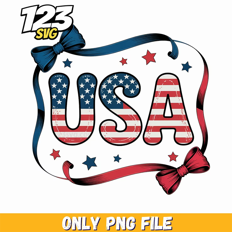 usa patriotic gingham satin ribbon bow png, usa patriotic ribbon bow png, usa patriotic ribbon png - 123SVG Store
