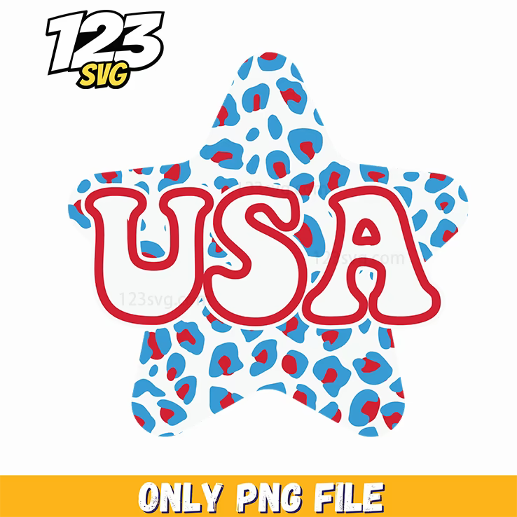usa star silhouette patriotic leopard png, 4th of july disney png, party in the usa png - 123SVG Store