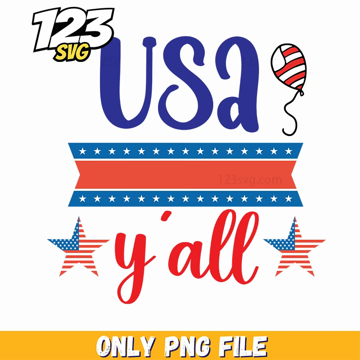 usa yall balloon ribbon stars png, usa patriotic balloon decorations, usa balloon decorations for party - 123SVG Store