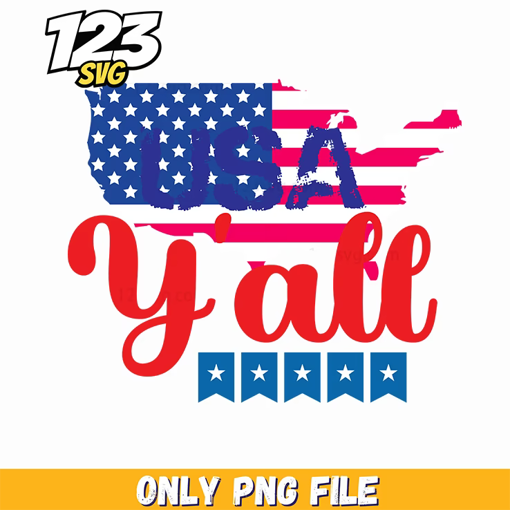usa yall us map stars bunting png, stars usa map bunting, usa map stars and stripes bunting - 123SVG Store