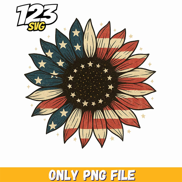 vintage patriotic sunflower png, vintage patriotic sunflower, patriotic sunflower png - 123SVG Store