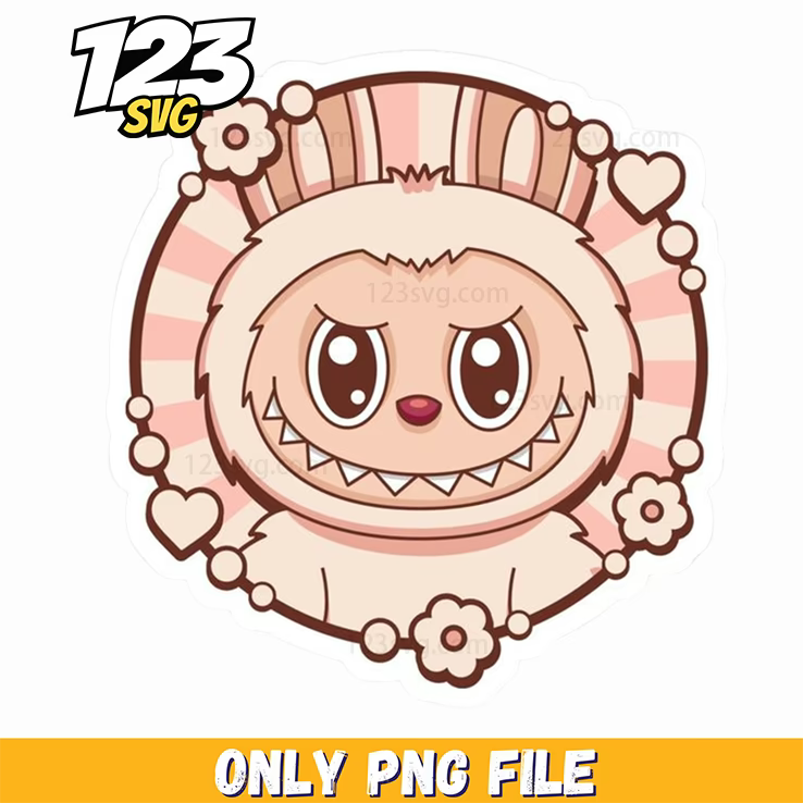 vintage pink frame labubu png, labubu png frames, labubu pink frame - 123SVG Store