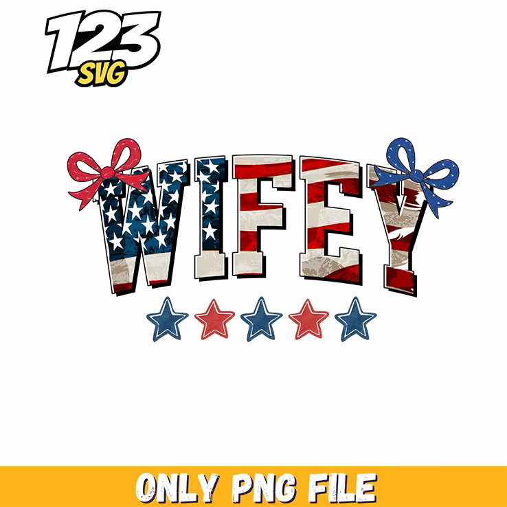 wifey patriotic flag texture script png, charlie kirk book png, america flag png - 123SVG Store