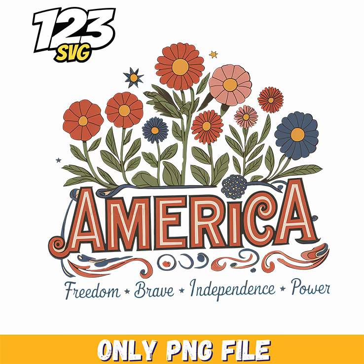 wildflower america vibes png, wildflower america usa, wildflower america girl - 123SVG Store