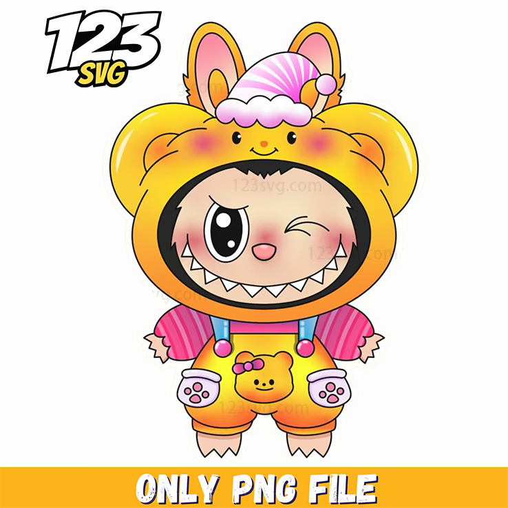 yellow bear labubu png, labubu png, labubu bear png - 123SVG Store