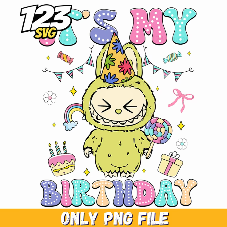 yellow birthday labubu png, happy birthday labubu, labubu birthday gift ideas - 123SVG Store