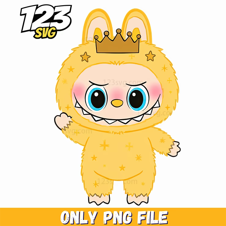 yellow crown labubu png, labubu png, labubu png crown - 123SVG Store