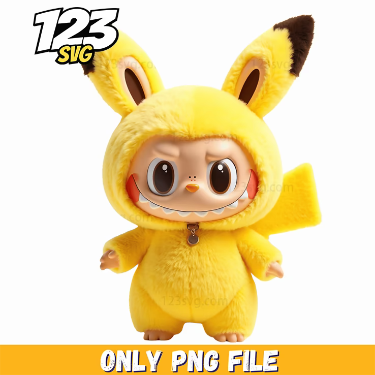 yellow labubu doll png, labubu doll, labubu collectible doll - 123SVG Store