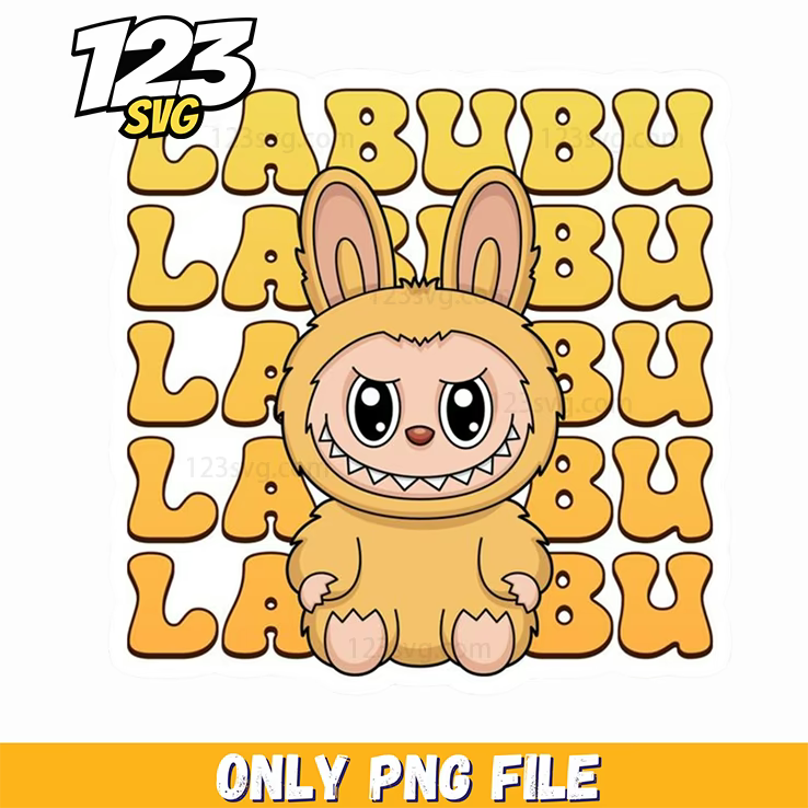yellow labubu typography png, typography png, labubu typography - 123SVG Store