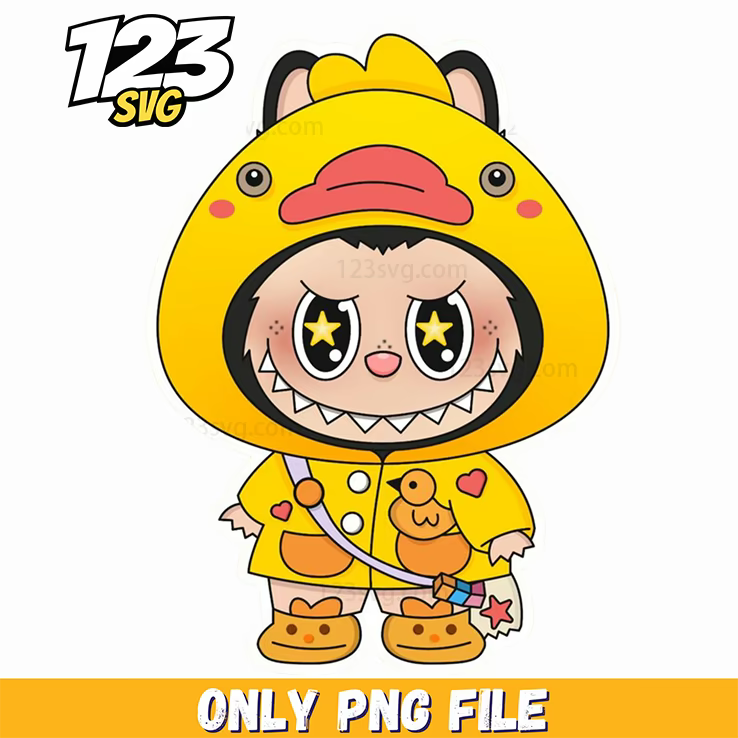 yellow raincoat labubu png, labubu raincoat, labubu cartoon raincoat - 123SVG Store