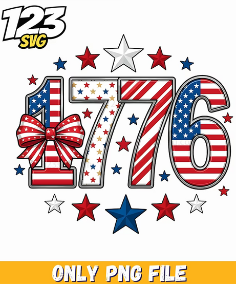 1776 patriotic bow png, american history png, patriotic design - 123SVG Store