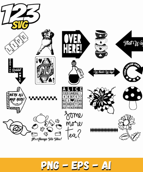 Alice In Wonderland Tea Party PNG for Cricut & Sublimation