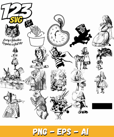 Alice In Wonderland Tea Party PNG for Cricut & Sublimation