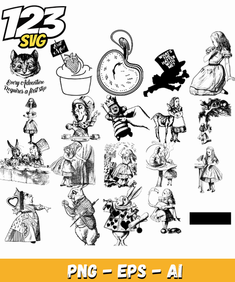 Alice In Wonderland Tea Party PNG for Cricut & Sublimation