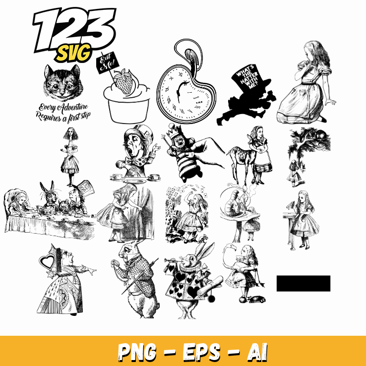 Alice In Wonderland Tea Party PNG for Cricut & Sublimation