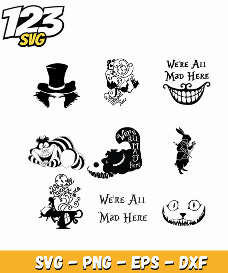 Alice In Wonderland Design Bundle PNG, Wonderland Characters PNG