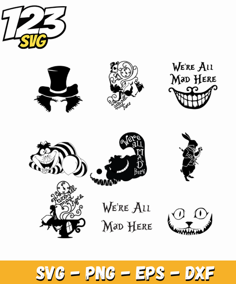 Alice In Wonderland Design Bundle PNG, Wonderland Characters PNG
