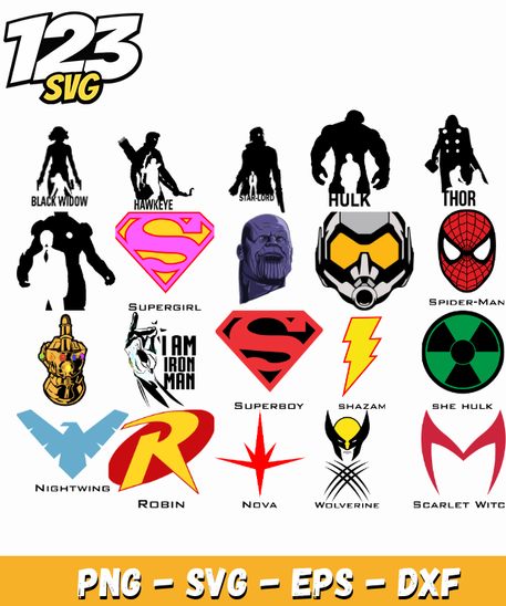 + 49 PNG SVG Bundle Marvel Avengers PNG for Cricut & Sublimation
