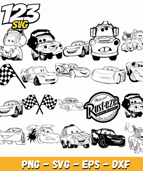 Disney Cars Characters Design Bundle SVG for Cricut Crafts