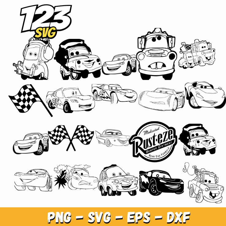 Disney Cars Characters Design Bundle SVG for Cricut Crafts