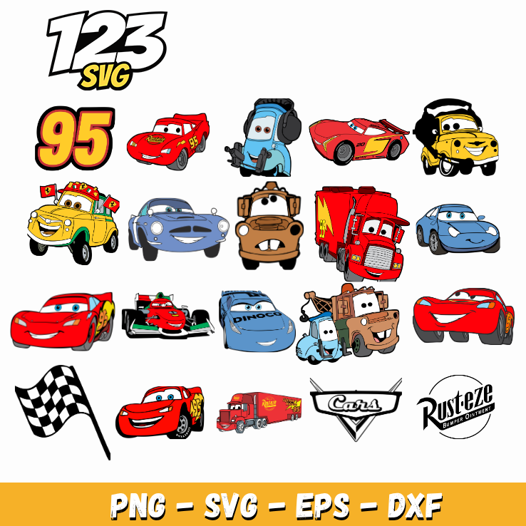 Disney Cars Characters Design Bundle SVG for Cricut Crafts