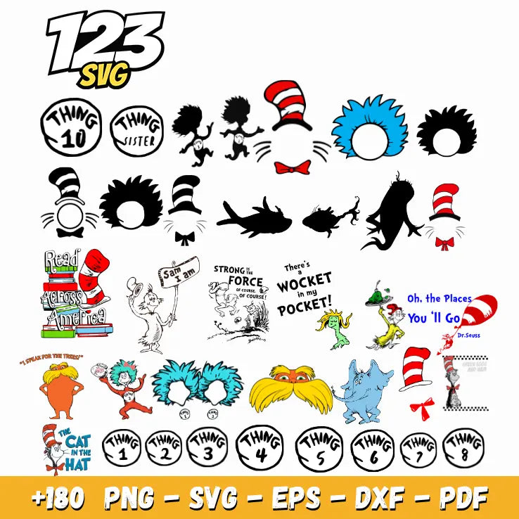 Dr Seuss SVG Bundle for Cricut & DIY Crafts