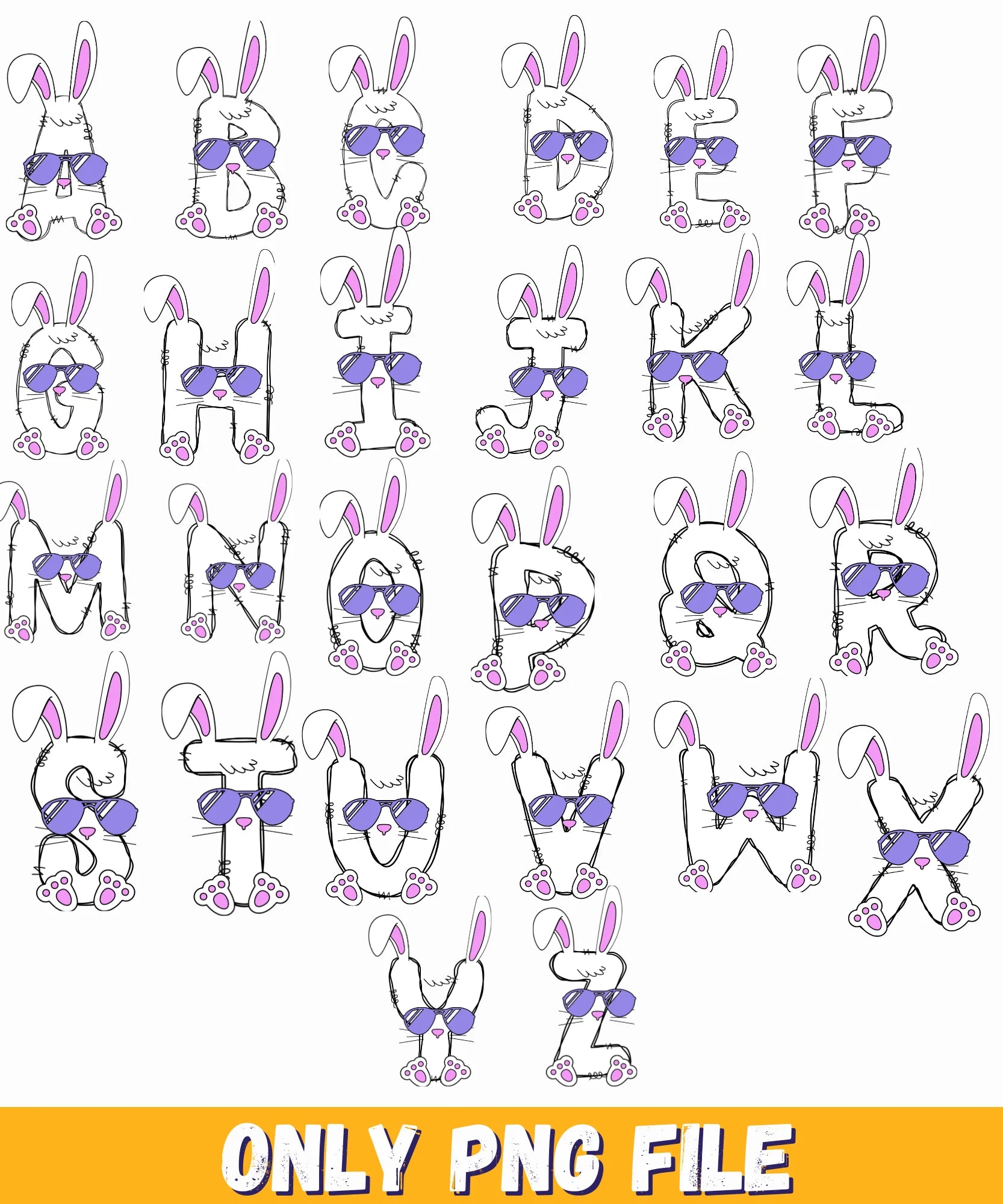 Easter alphabet png, Doodle Alphabet Vector Art, Hand Drawn Vector Doodle Letters