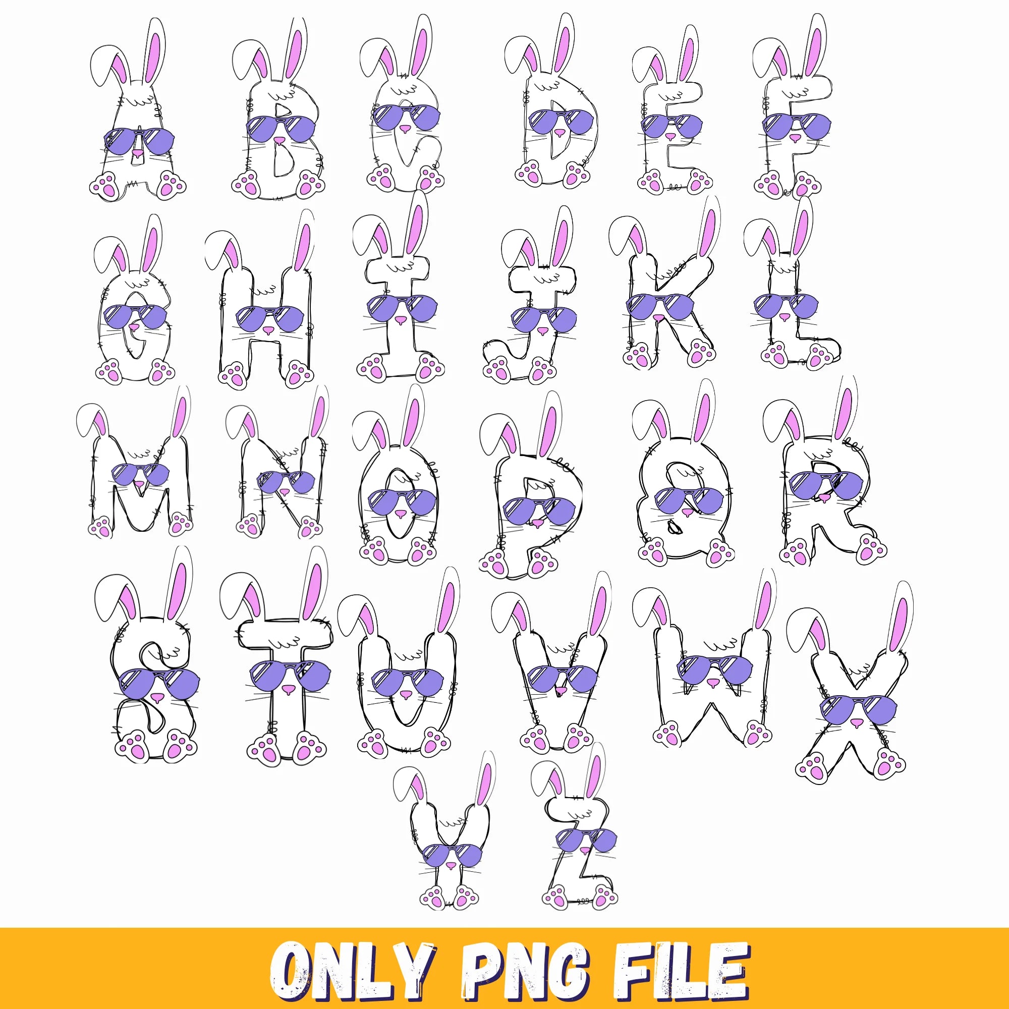 Easter alphabet png, Doodle Alphabet Vector Art, Hand Drawn Vector Doodle Letters