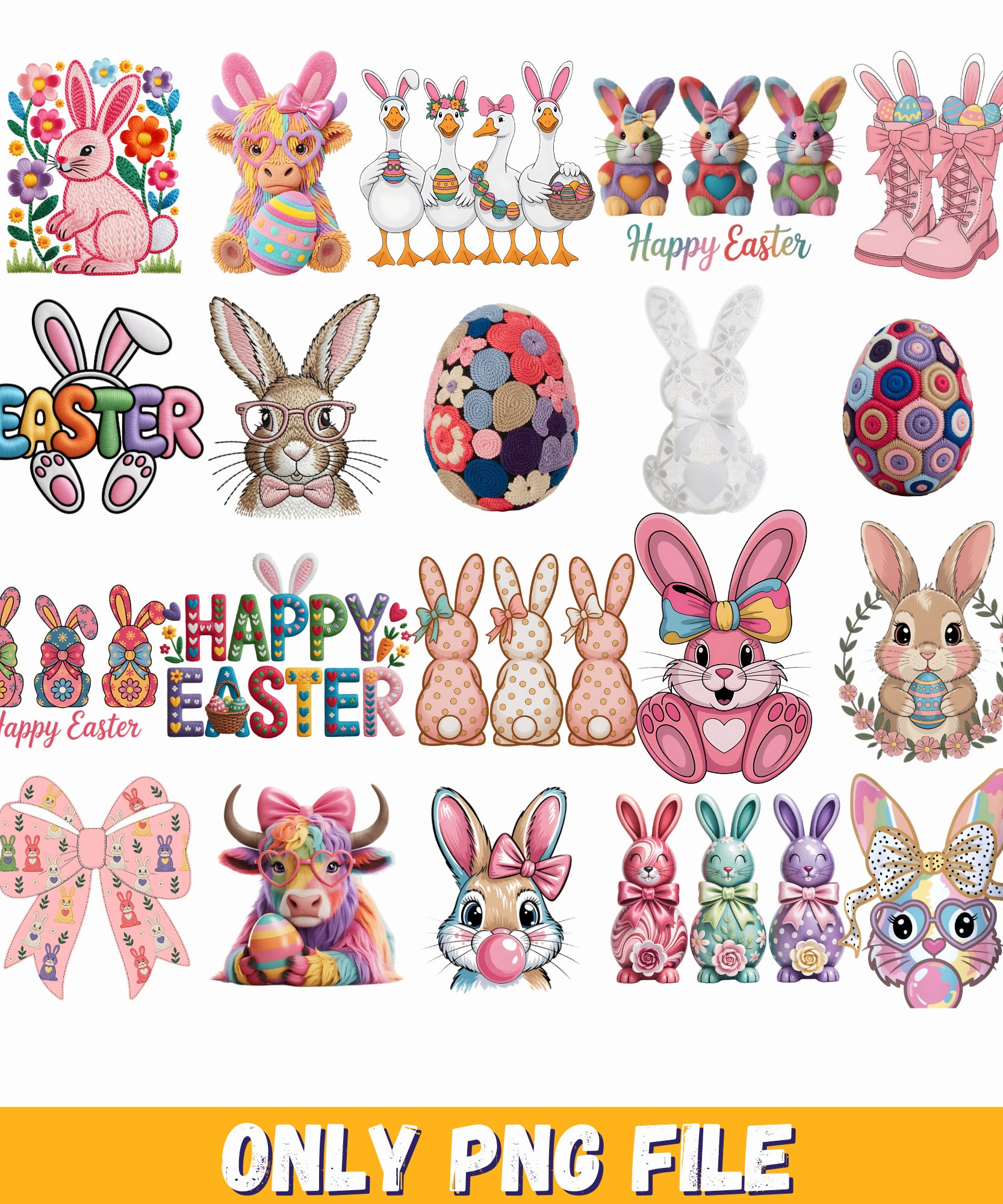 +20 PNG bundle Easter bow png, easter spring png, easter bunny png