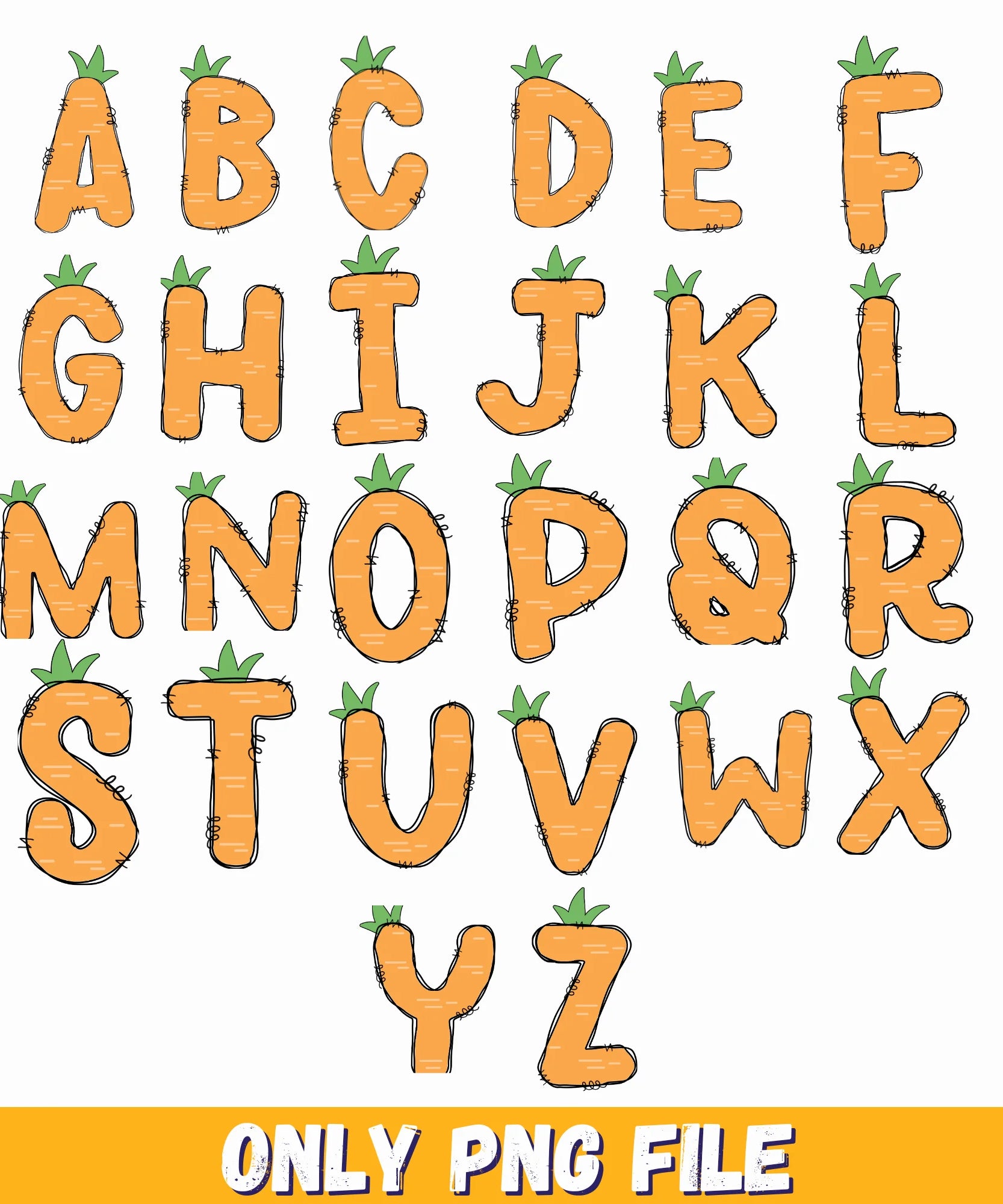 Easter Doodle png, easter doodle art, Easter Day Alphabet Letters PNG Bundle